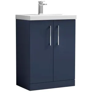 Nuie Arno Mignight Blue Freestanding 2 Door Vanity Unit & Basin - 840 x 610mm