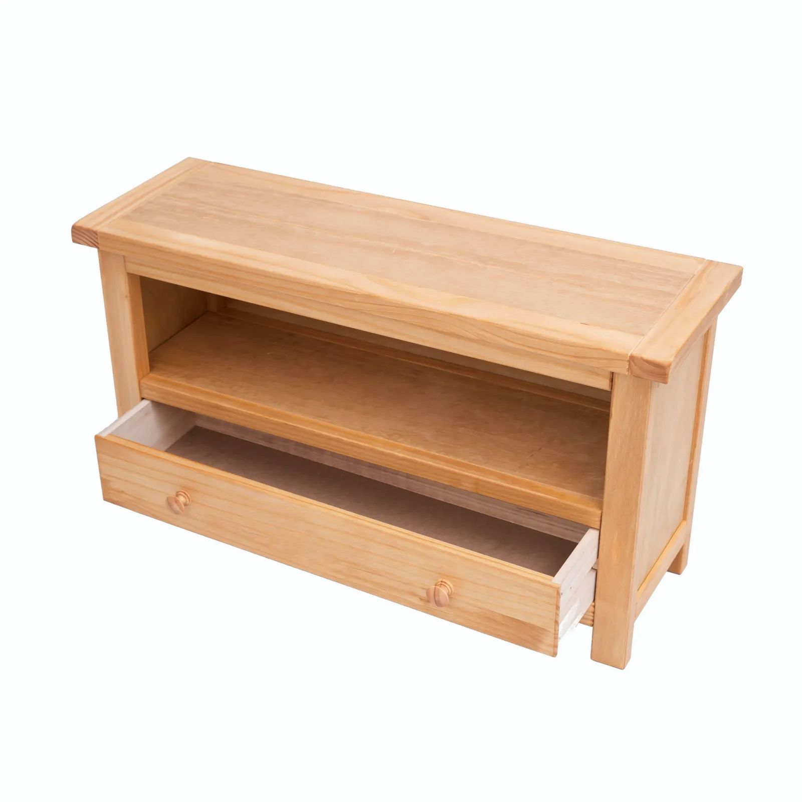 Cabinet Bits Lugo Waxed 1 Drawer TV Cabinet Wood Knob in Light Brown 4