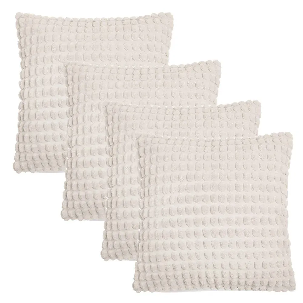 OHS 4 Pack Bobble Cushion Covers Home Decor Set in Cream