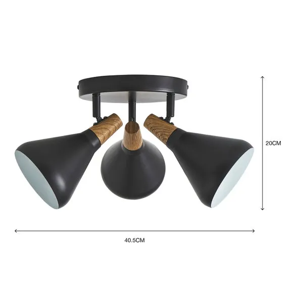 Elements Wolston 3 Light Semi Flush Spotlight 4