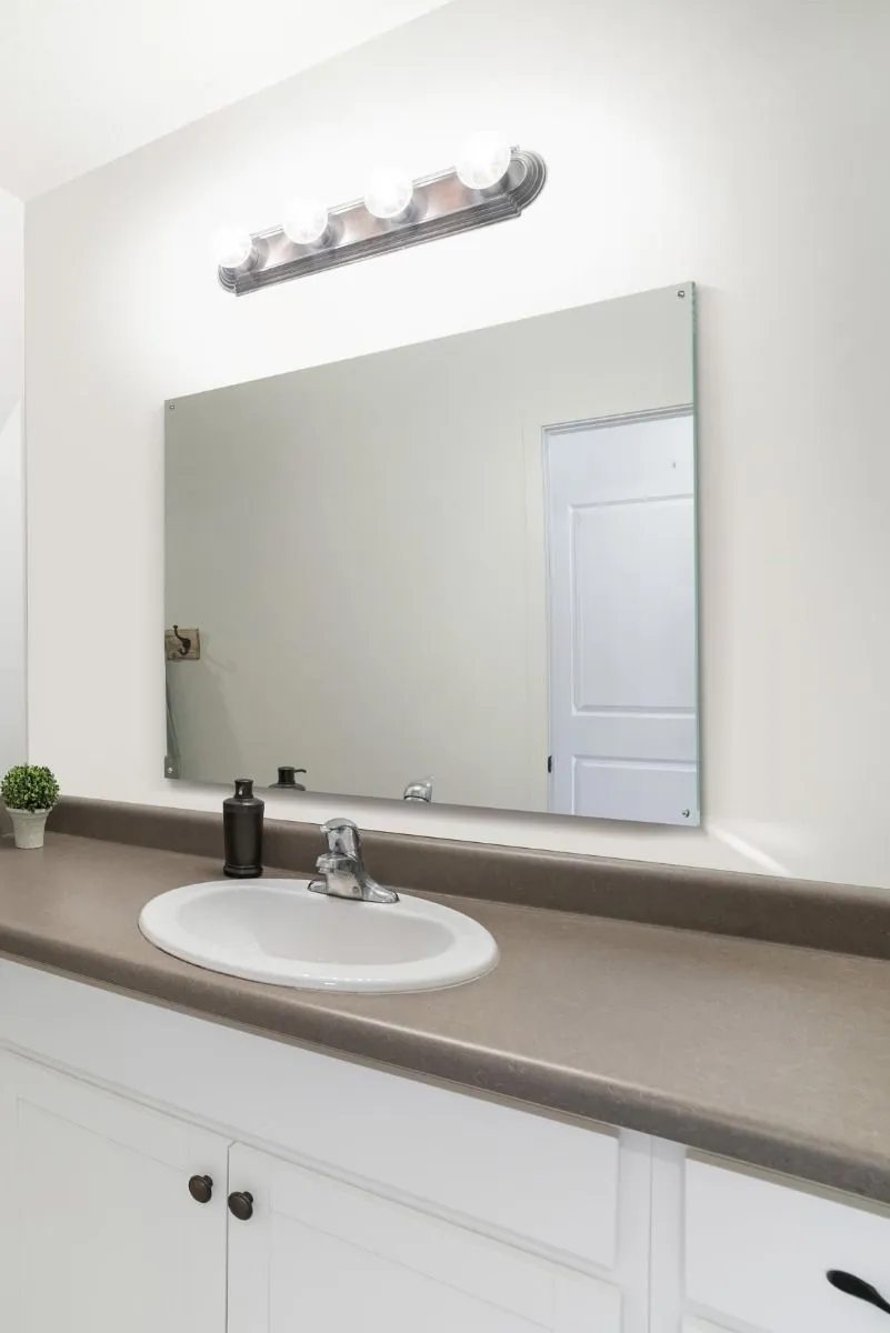 MirrorOutlet Circuitt 4mm Sheet Mirror Glass Polished Edges 4 Holes 100 x 70cm in Silver 2