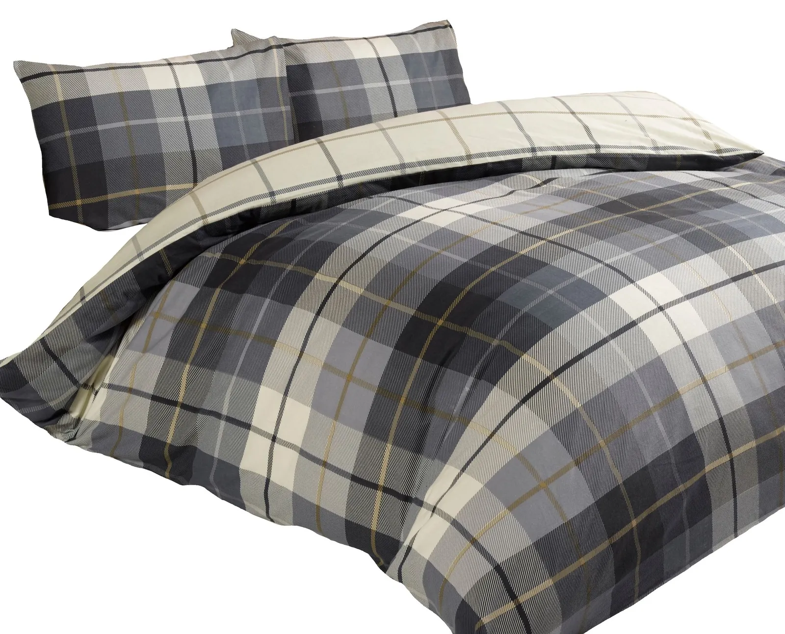 Rapport Home Lomond Check Flannellette Duvet Cover Set with Pillowcase in Blue 2