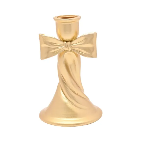 Hestia Tall Gold Ribbon Candlestick Holder
