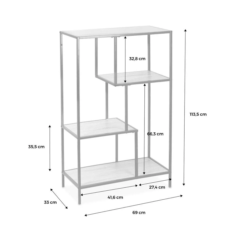 sweeek 4-level Industrial Bookshelf In Metal & Wood Effect in Light Brown 5