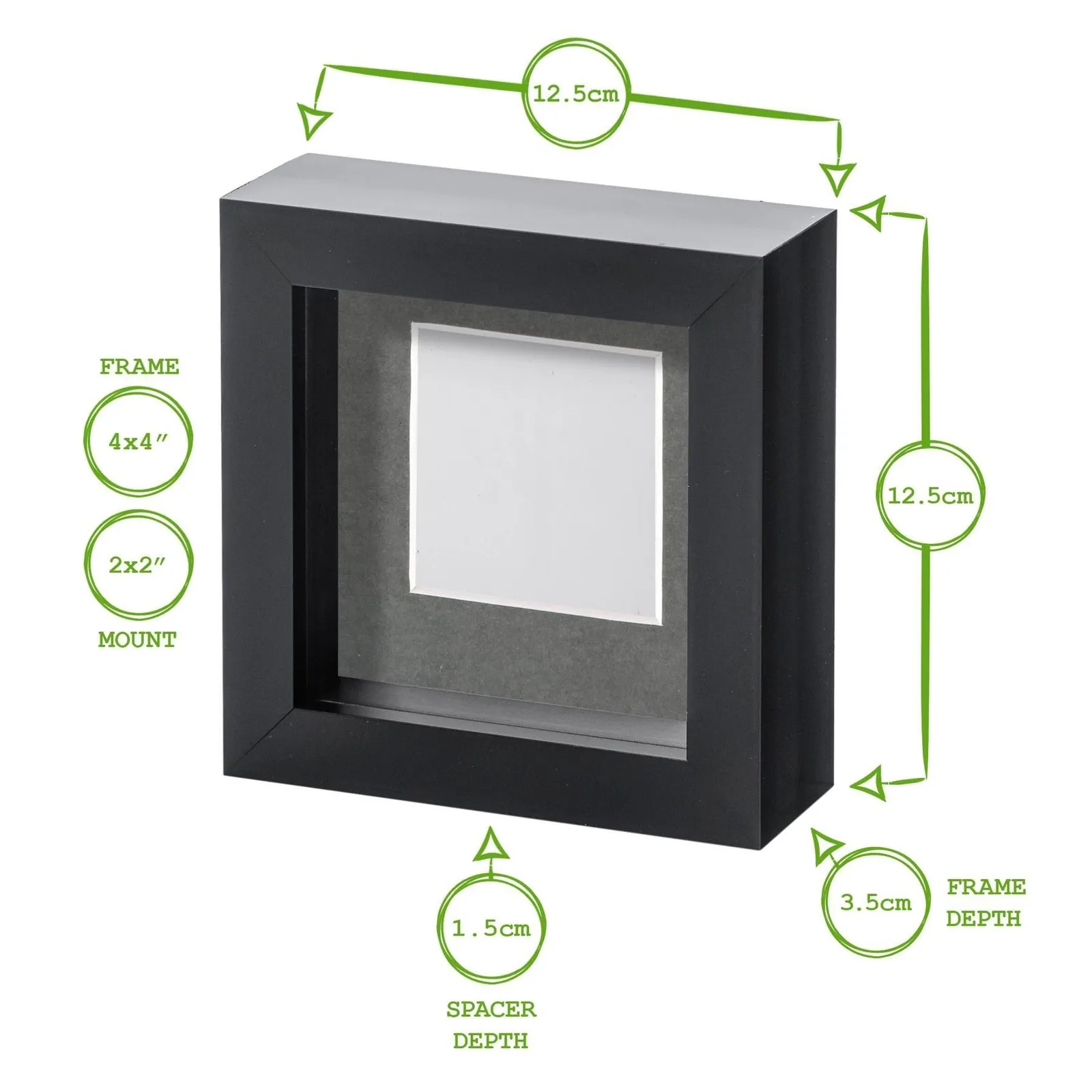 Nicola Spring 4" x 4" White 3D Box Photo Frame - 2" x 2" Mount in Ivory 4