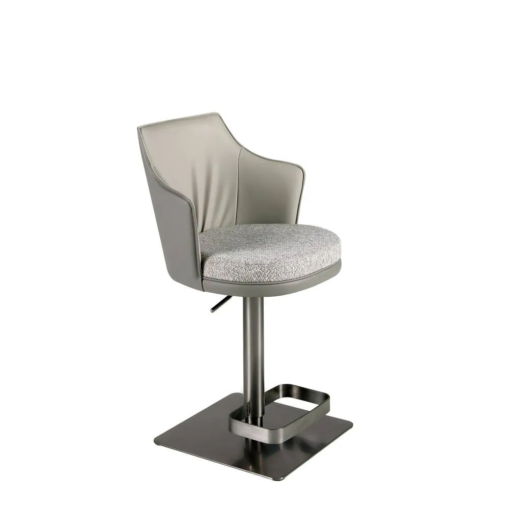Angel Cerda Marbled-Fabric Swivel Bar Stool with Leatherette Backrest in Grey 6