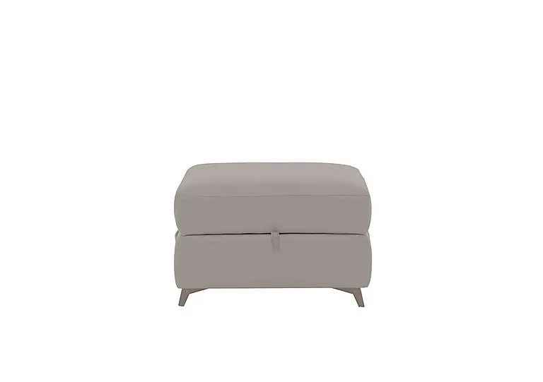 Missouri Leather Storage Footstool - Silver Grey