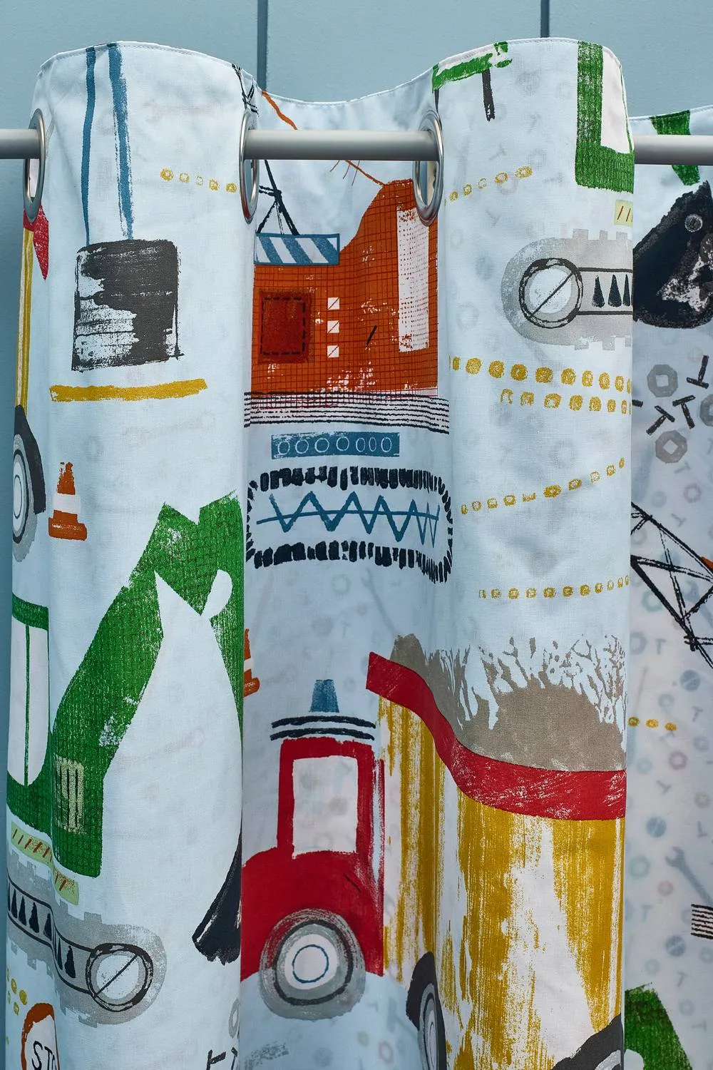 Catherine Lansfield 'Digger Dreams' Fully Reversible Eyelet Curtains in Blue 4