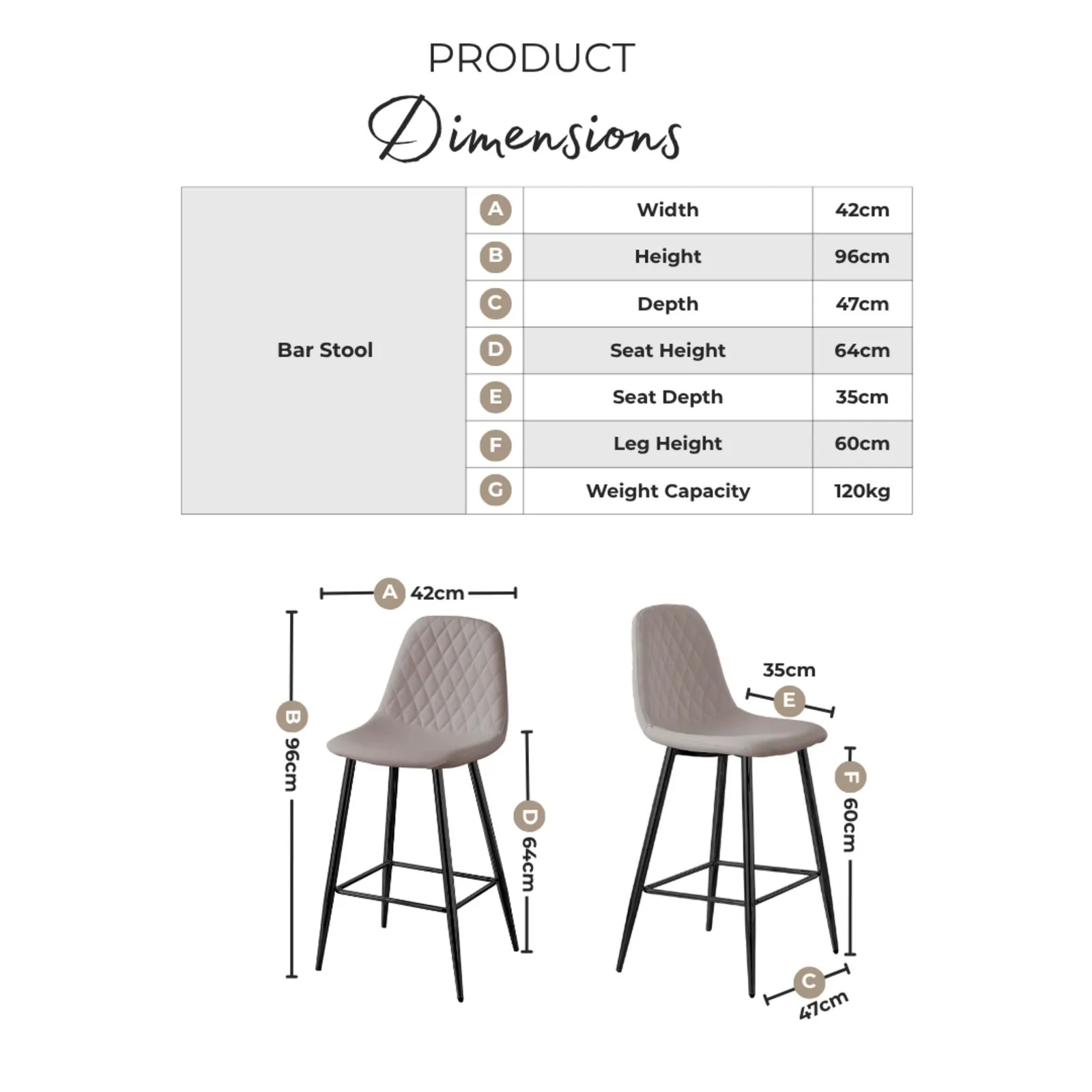 FurnitureboxUK Corona Set of 2 Counter Stools - Faux Leather Counter Stools With Silver Legs - Kitchen Island Stool in Grey 6