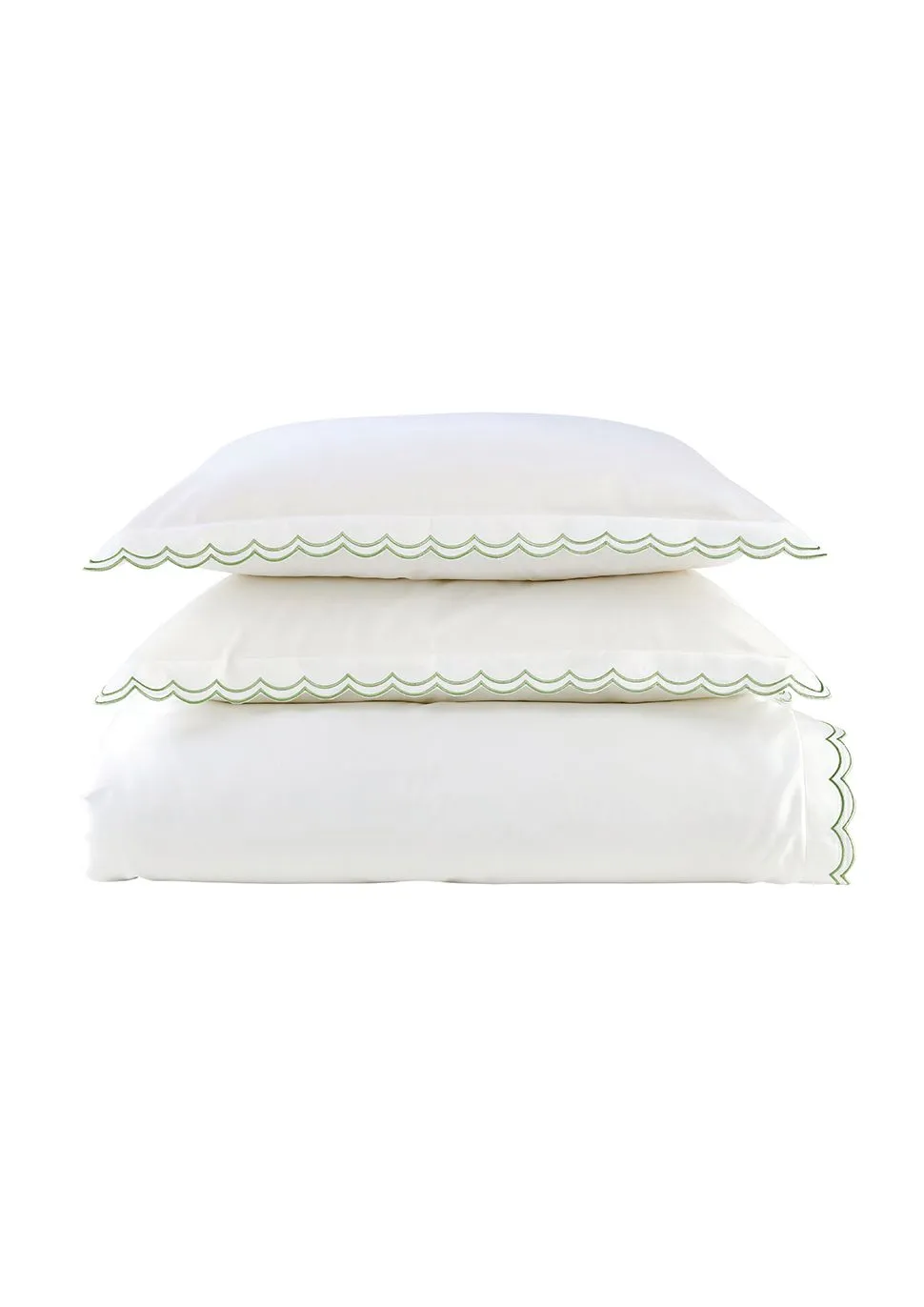 CHRISTY Scallop Edge Cotton Sateen Duvet Sets in Green 3