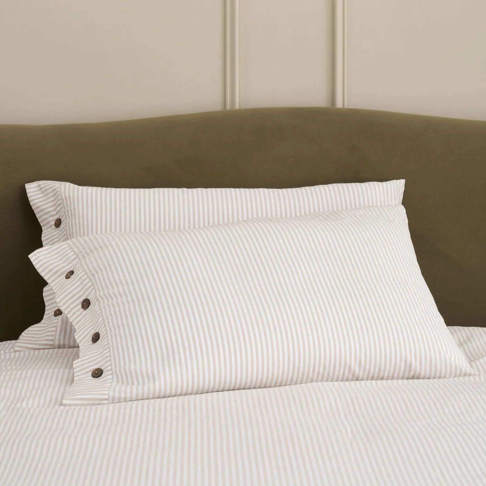 Cotton Collection Dyed Stripe Pillowcase Pair - Natural