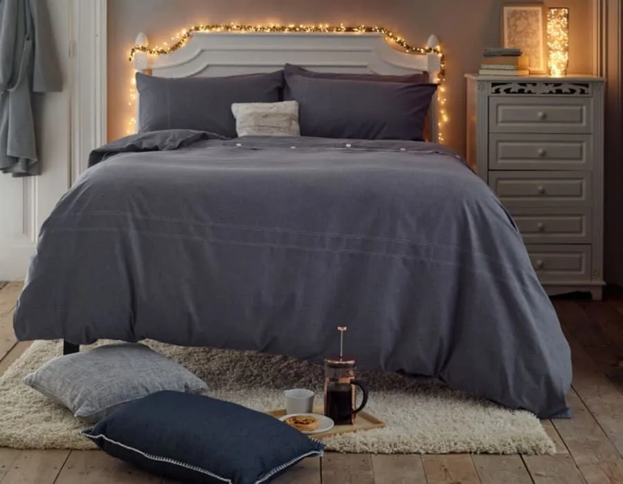 Deyongs Southwick Melange Look Fitted Sheet - Smooth, Soft & Breathable | 1846 in Navy 2