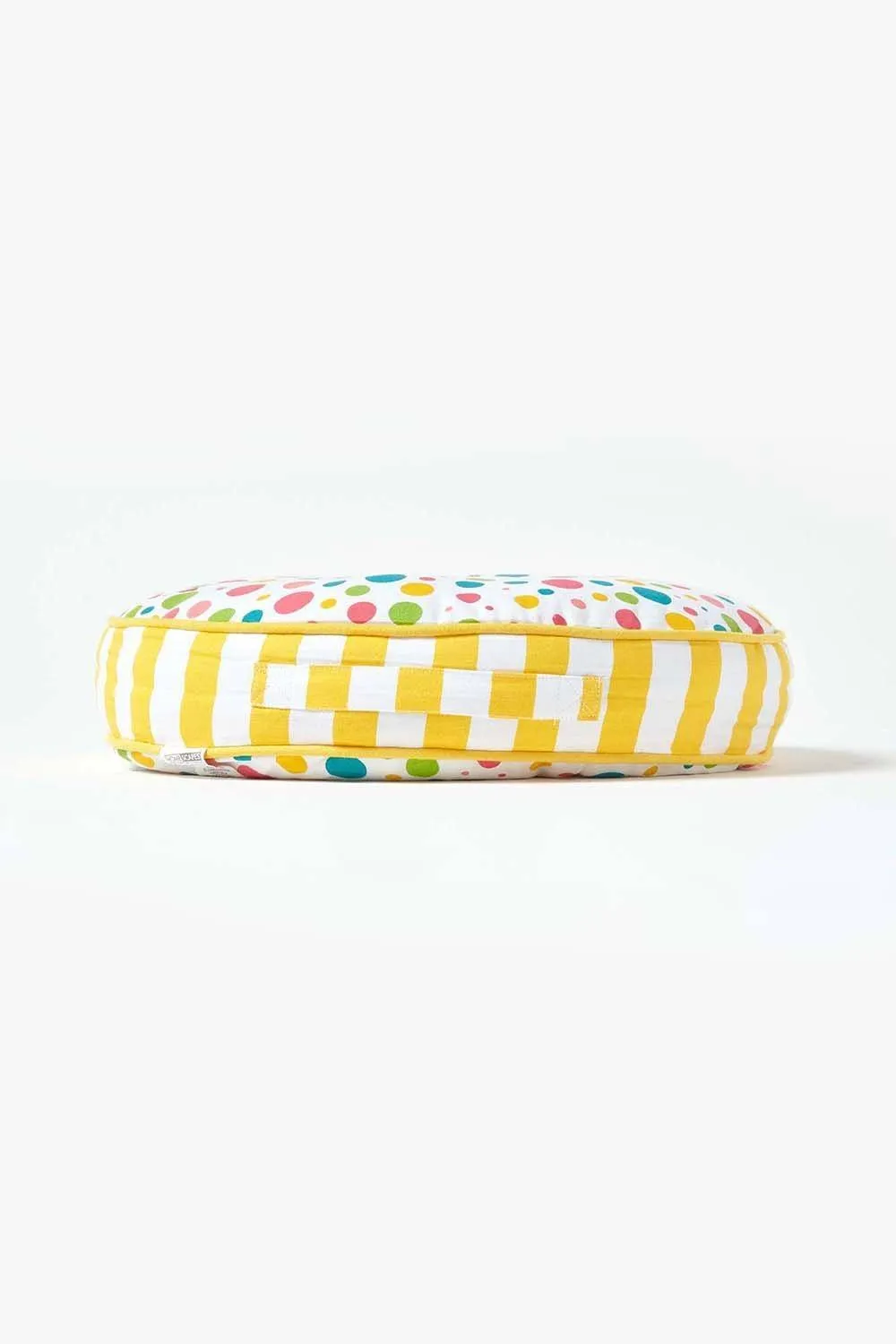 Homescapes Multi Polka Dots & Yellow Stripes Round Floor Cushion 5