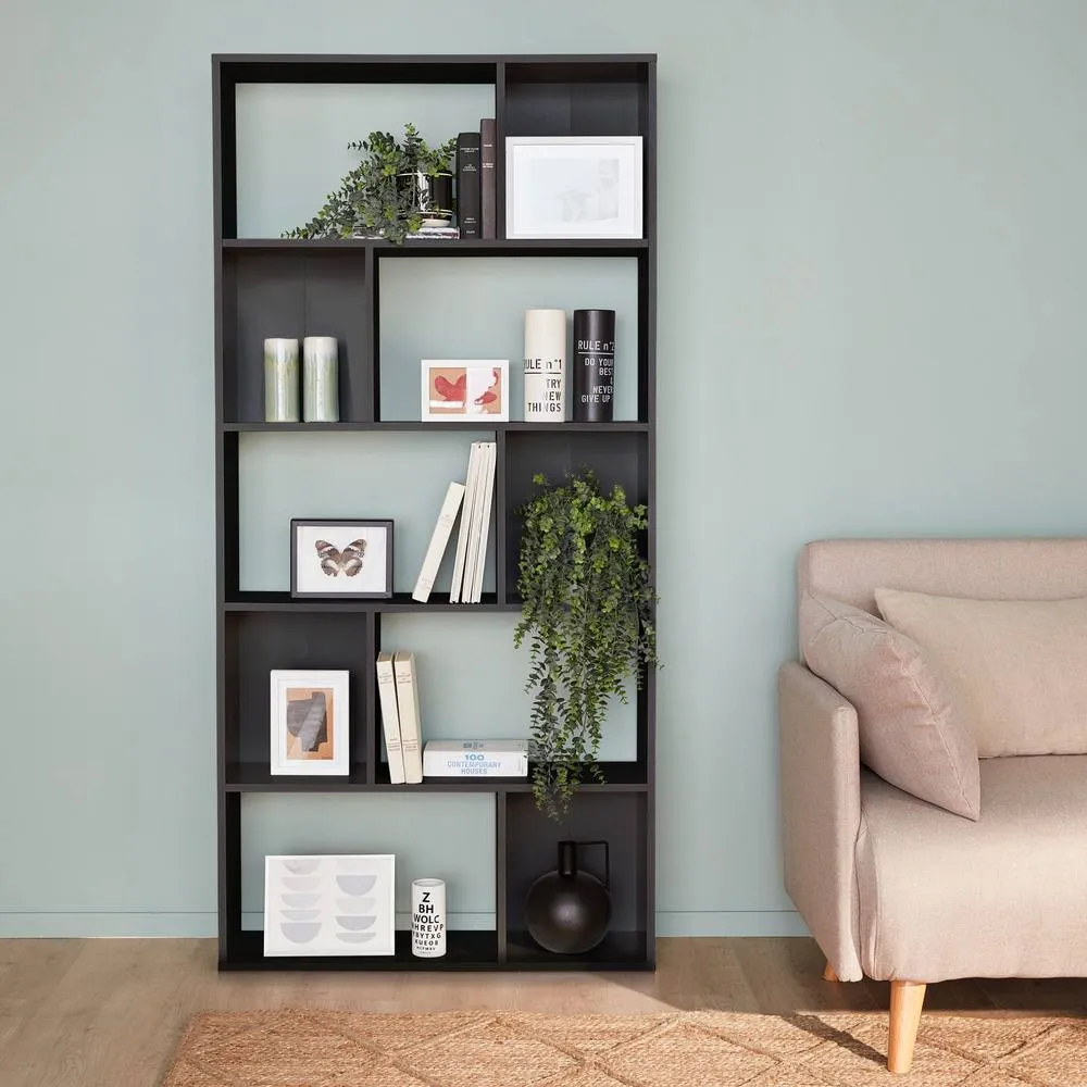sweeek 5-shelf Bookcase With 10 Compartments in Black 4