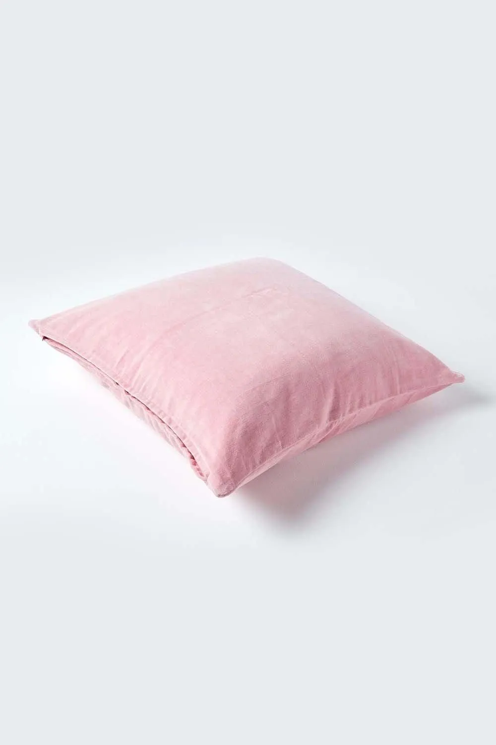 Homescapes Velvet Cushion Cover 100% Cotton, Soft & Machine Washable in Pink 3