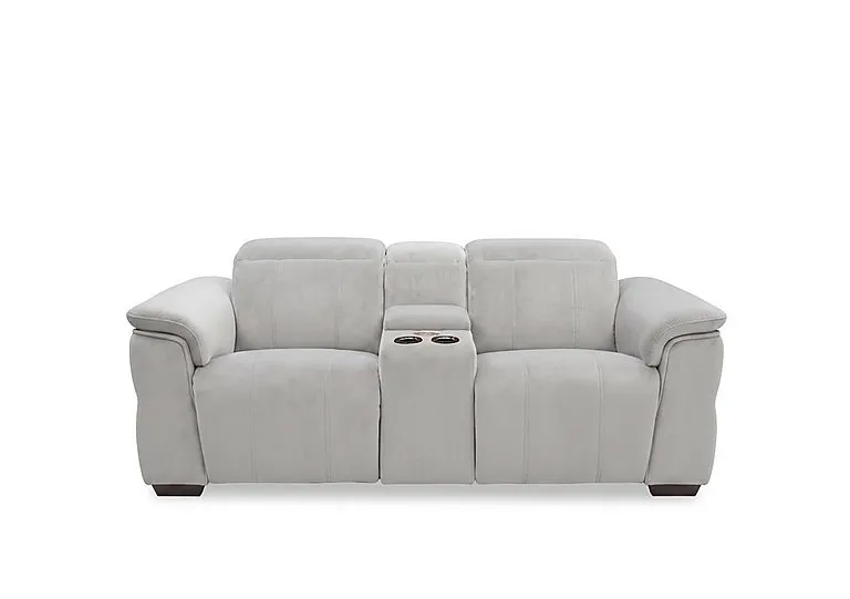 Inca Fabric 2 Seater Power Recliner Sofa with Pop Up Light Console and Power Headrests - Manhattan Stone