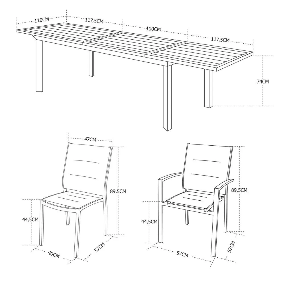 sweeek 10-seater Extendable Aluminium Garden Table Set With Chairs in Dark Grey 5