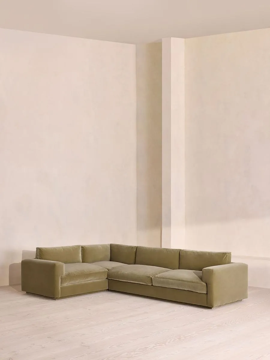 Mossley Left L-Shape Sofa, Velvet, Lichen