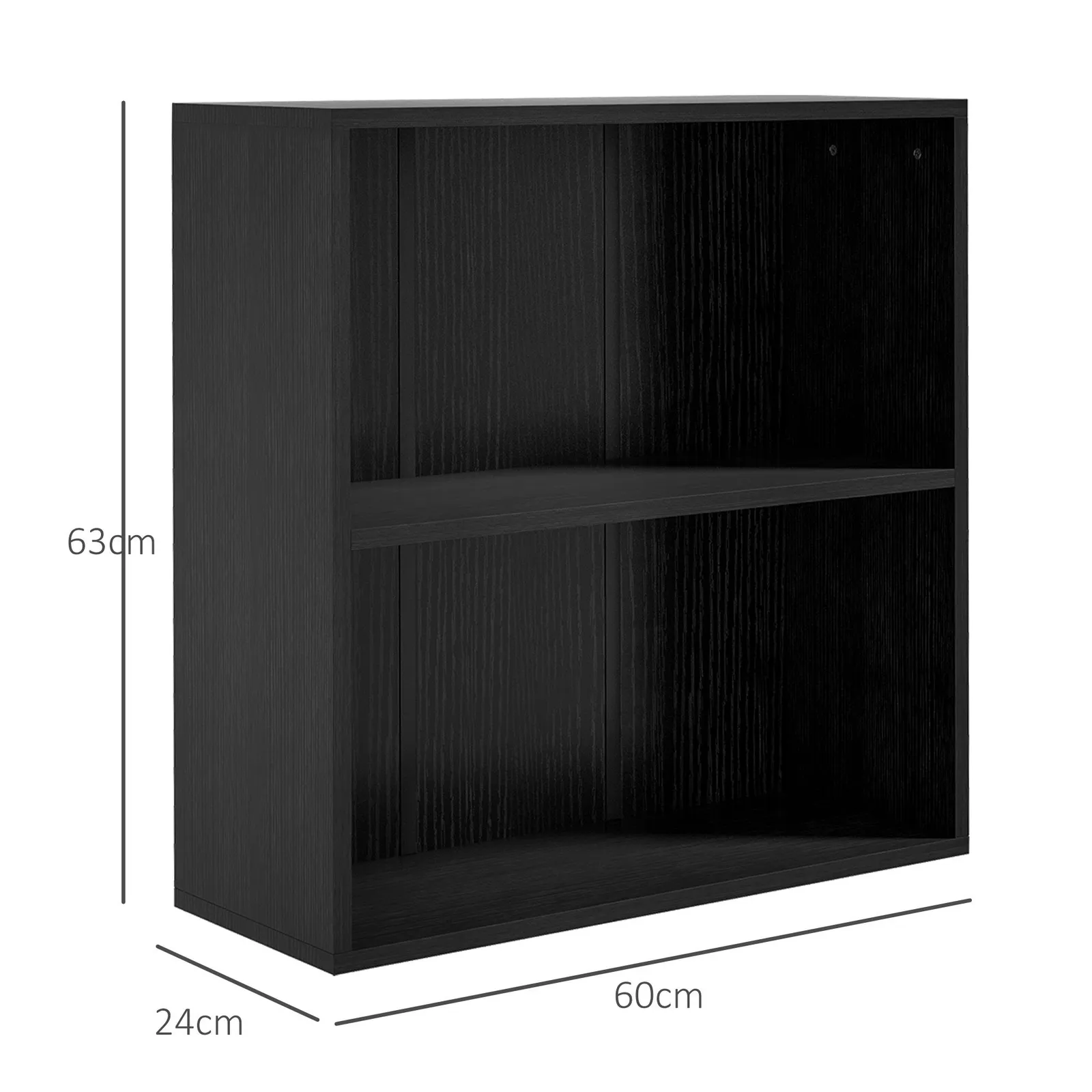 HOMCOM Bookshelf Display Storage Shelf with 2 Compartments for Study in Black 3