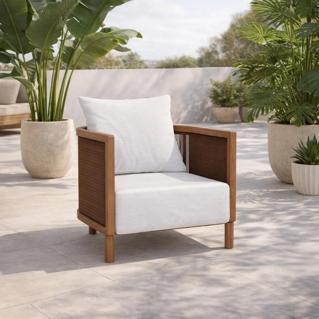 Praia Garden Lounge Chair, Wooden, Grey | Barker & Stonehouse 3