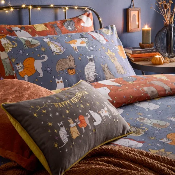 Furn. Halloween Pawty Duvet Cover and Pillowcase Set 2
