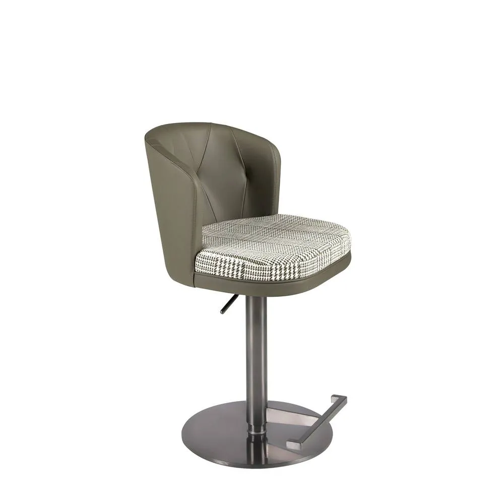 Angel Cerda Fabric Swivel Bar Stool with Leatherette Backrest in Olive 6