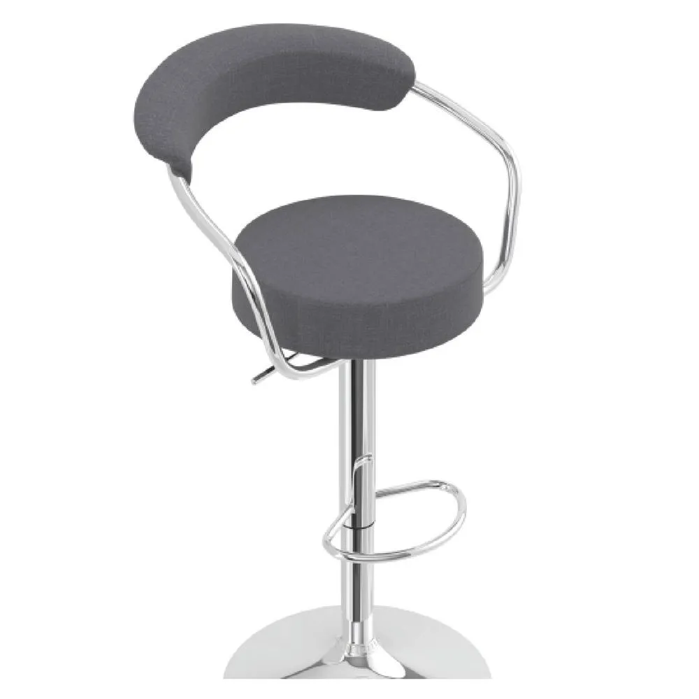 netfurniture Pinnacle Fabric Padded Breakfast Bar Stool Adjustable Height with Arms in Grey 6