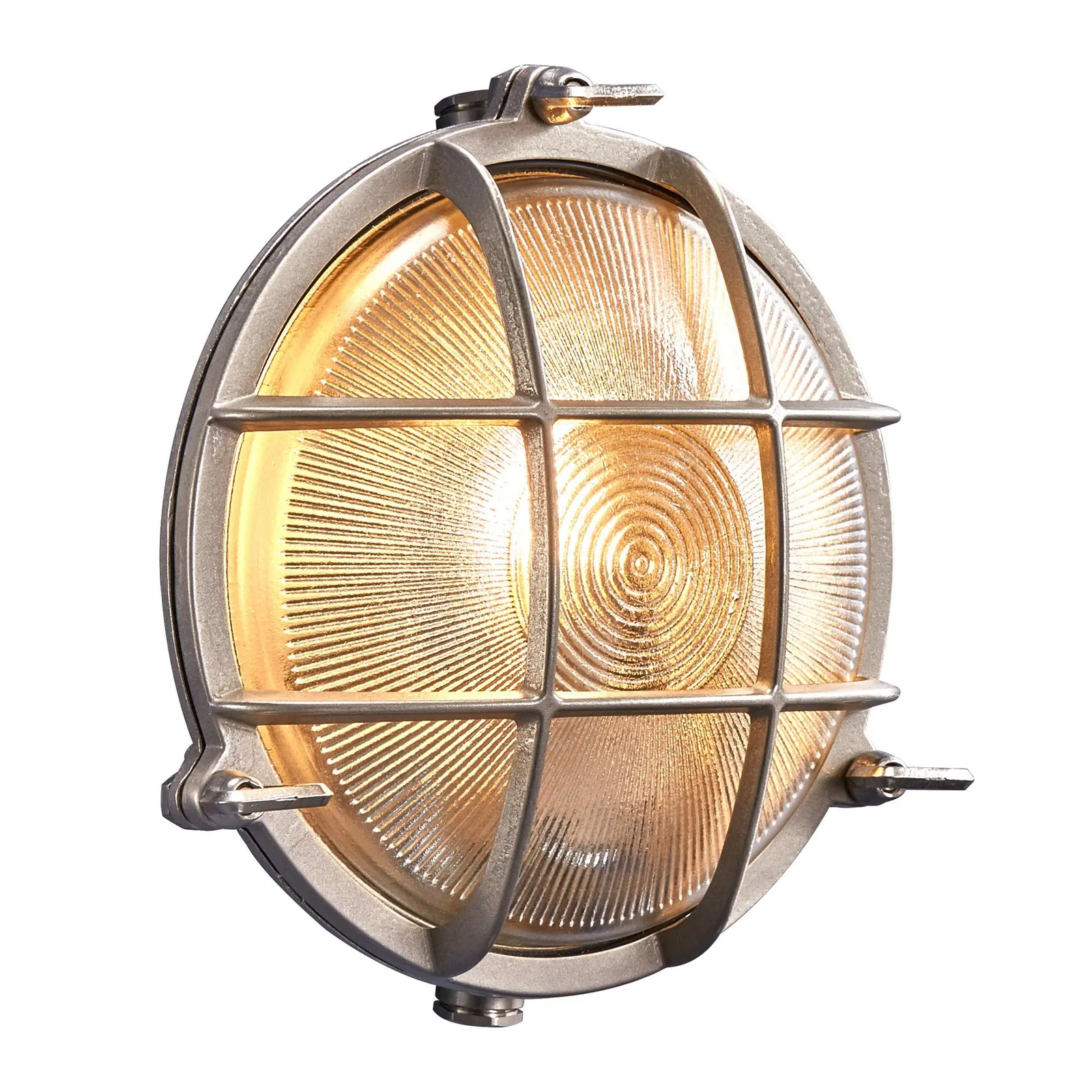 Nordlux Industrial Outdoor Wall Light Silver Brass E27 Coastal/Marine Safe - Mains Powered, IP64 in Metallic Silver