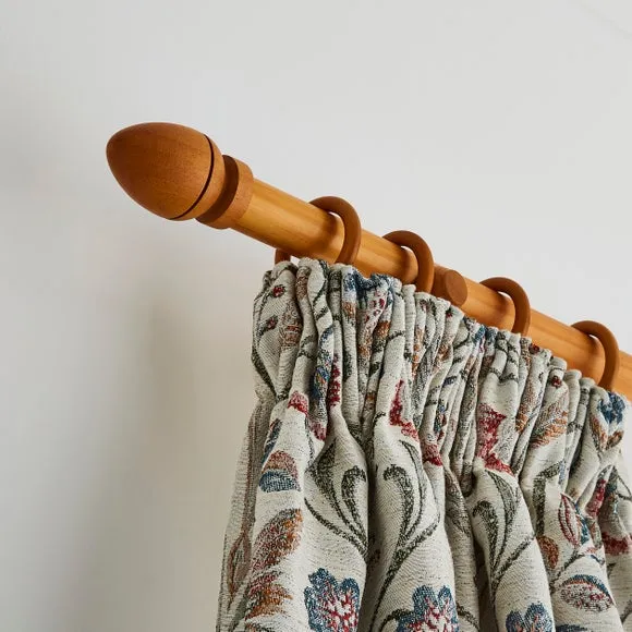 Oregon Fixed Wooden Curtain Pole with Rings 2