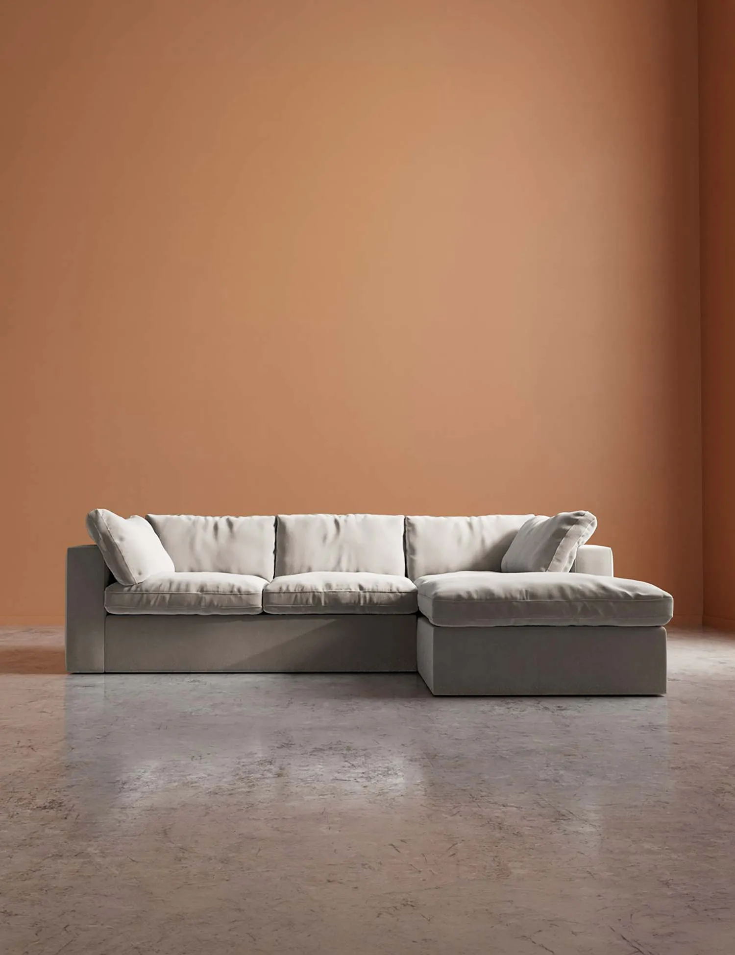 Swoon Crushed Velvet Right Hand Chaise Sofa Cream
