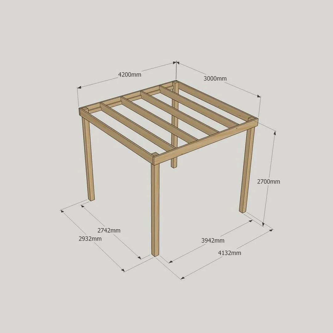 Rutland County Garden Furniture Ltd Garden Pergola - Wood - L300 x W420 x H270 cm - Rustic Brown 4
