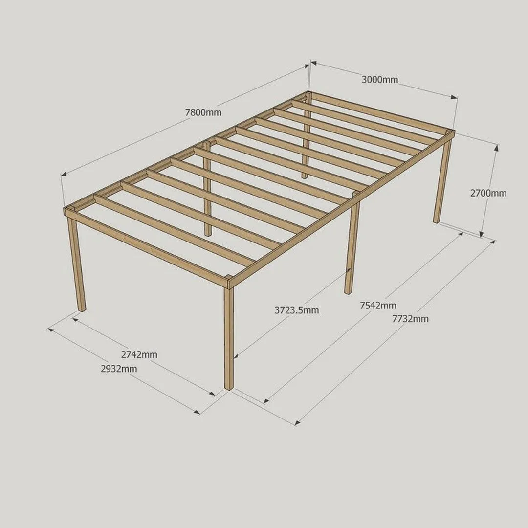 Rutland County Garden Furniture Ltd Garden Pergola 6 Posts - Wood - L300 x W780 x H270 cm - Rustic Brown in Light Green 5