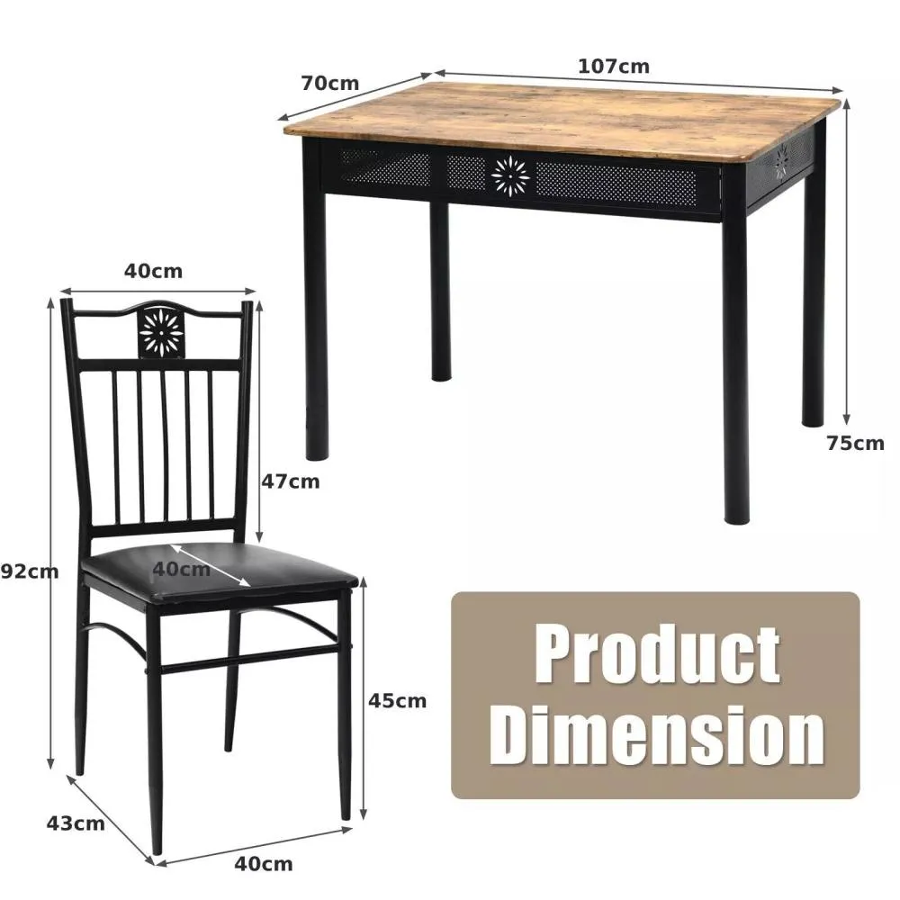Costway 5PCS Dining Table & Chair Set Breakfast Bar Kitchen Furniture with Padded Seat in Black 2