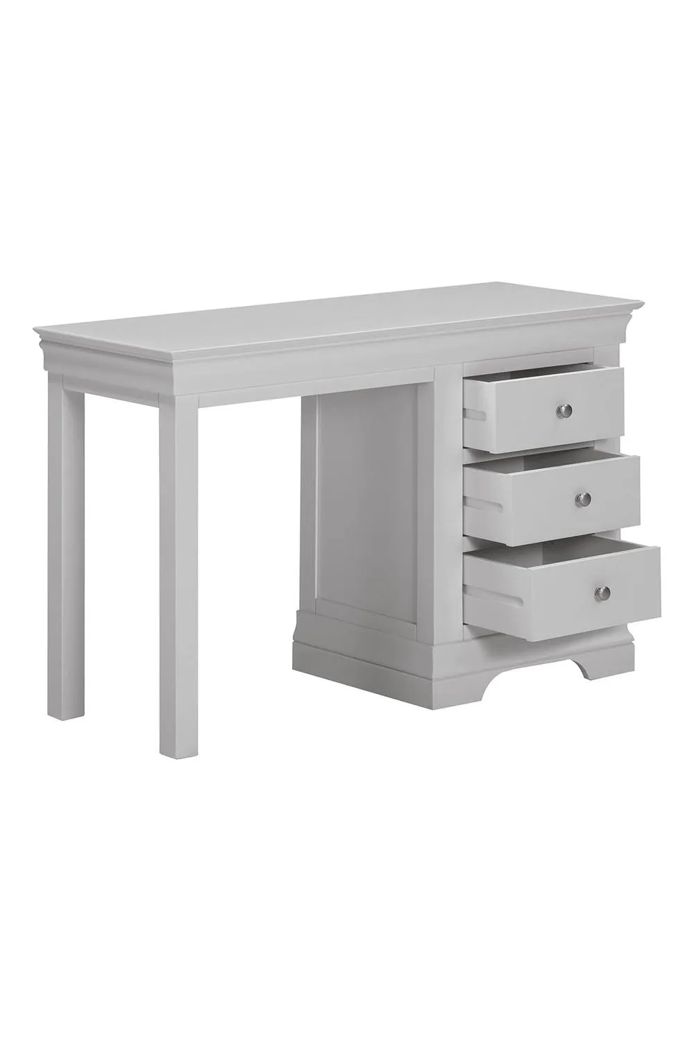 Seconique Bordeaux 3 Drawer Dressing Table in Light Grey 2