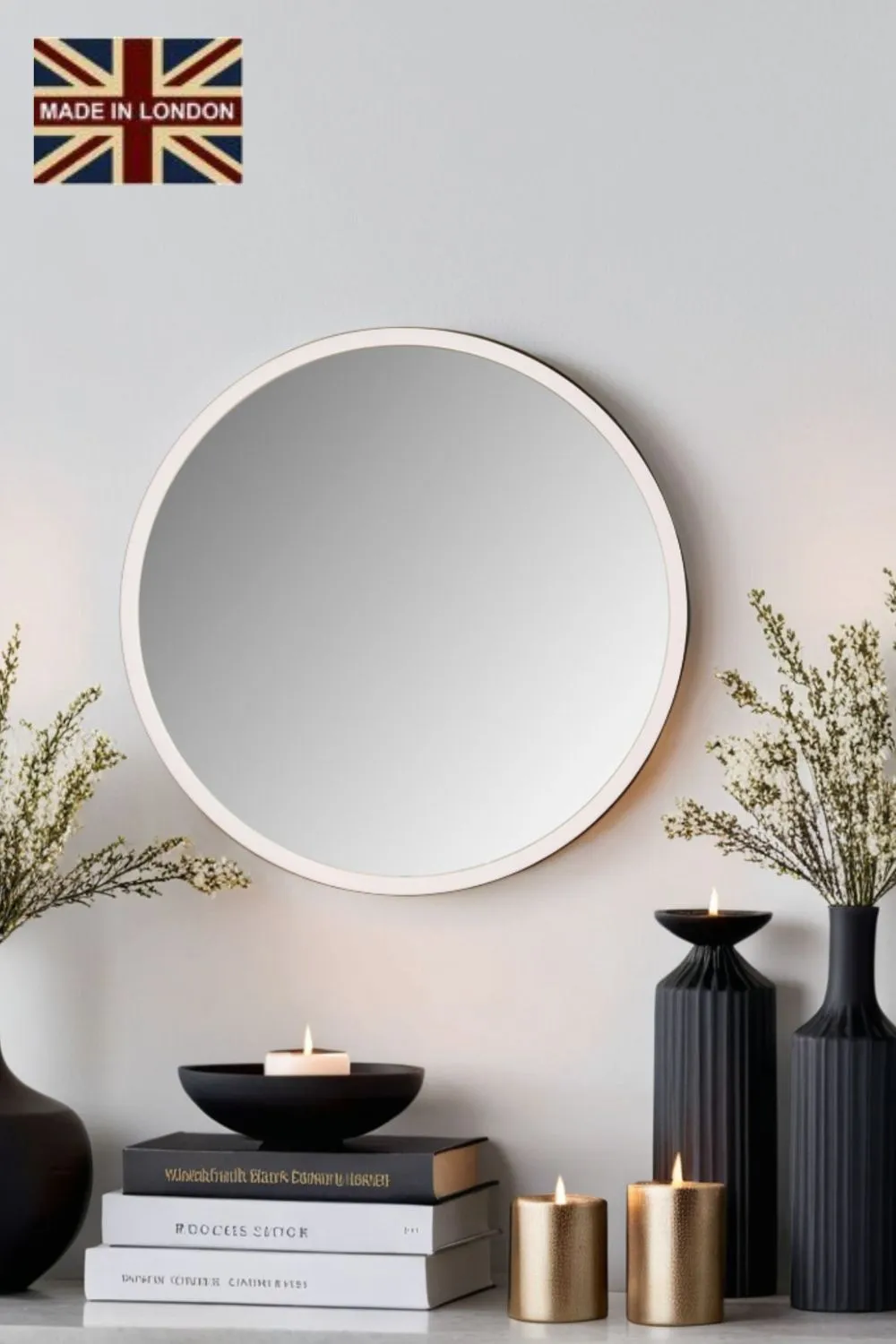 Yearn Mirrors Round Wall Mirror White 40cm