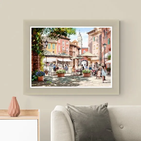 Artko Summer Courtyard Cafe Framed Print