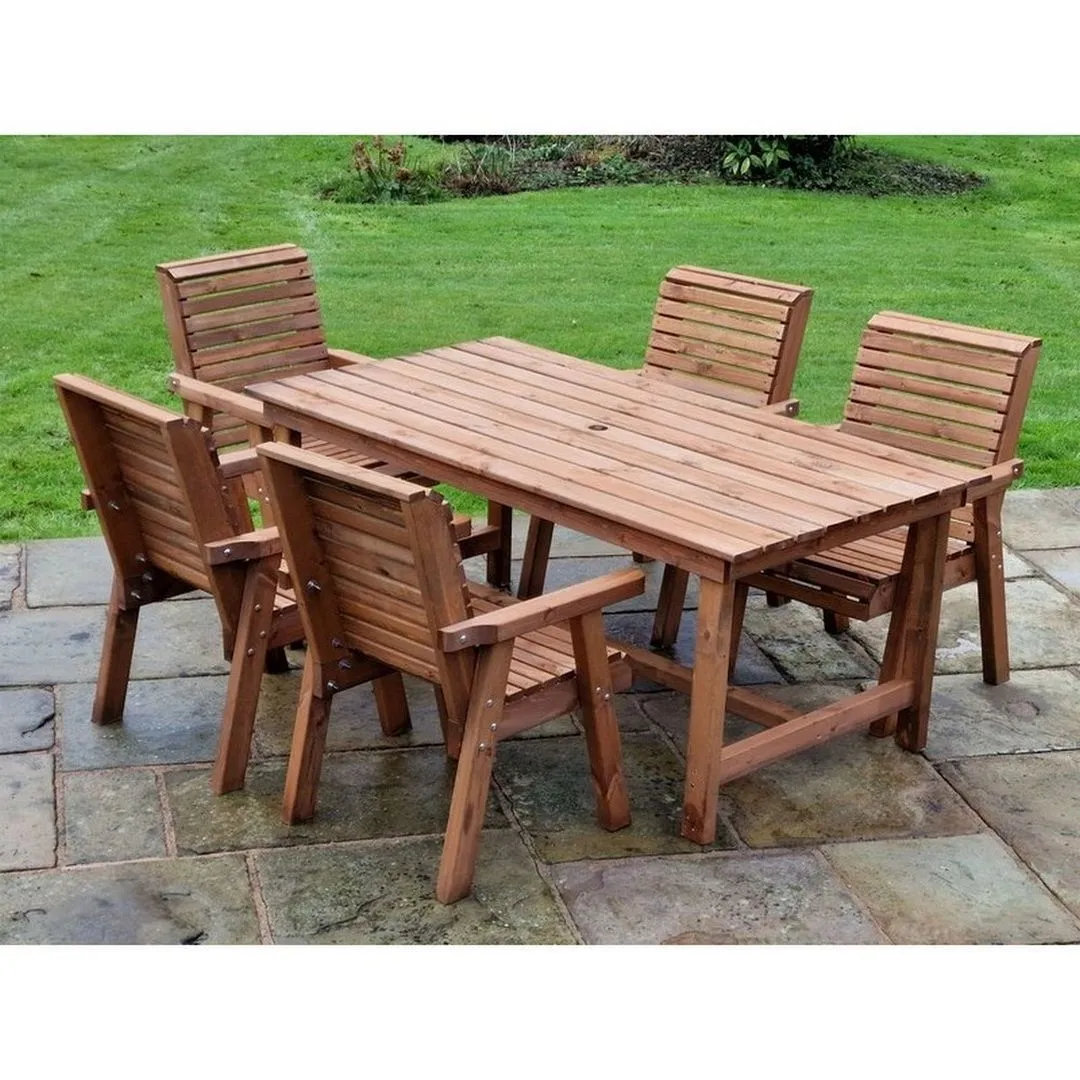 Churnet Valley Garden Furniture Ltd Valley 5 Seat Set 5XC Table - Timber - Minimal Assembly Required in Brown 4