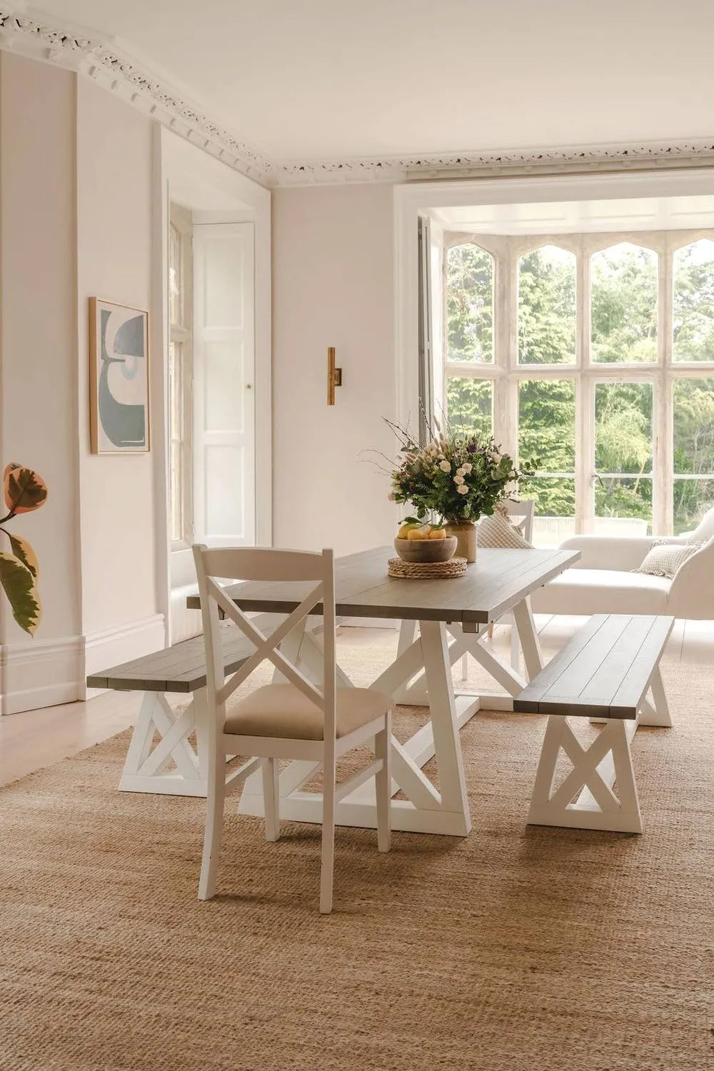 Statement Furniture Oxford Bench, Wooden Dining Bench Seat 180cm in White 2