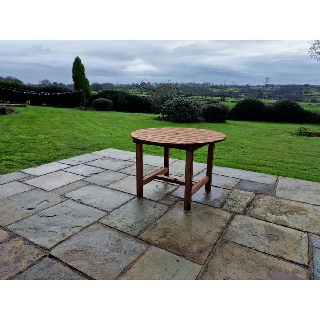 Churnet Valley Garden Furniture Ltd Valley Round Garden Dining Table - Timber - Minimal Assembly Required in Brown 4