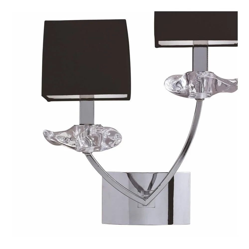 Netlighting Akira Wall Lamp Switched 2 Light E14 Polished Chrome with Black Shades in Grey 3