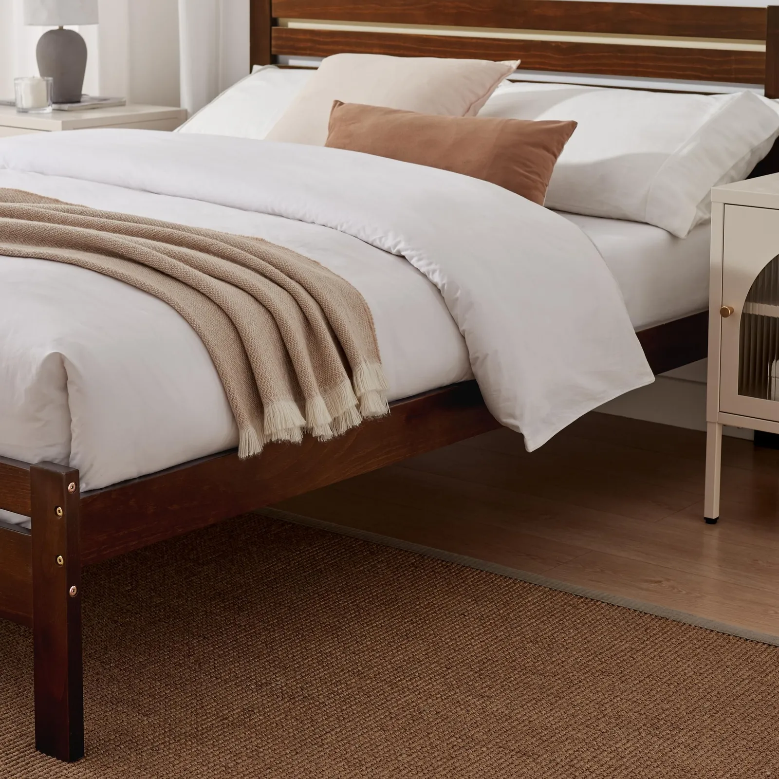 FurnitureboxUK Declan Solid Pine Double Bed Frame in Walnut 4