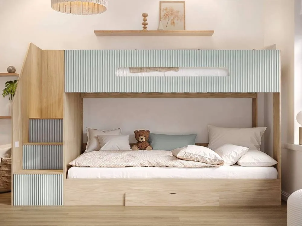 Flair Finn Staircase Bunk Bed with Storage in Natural 2