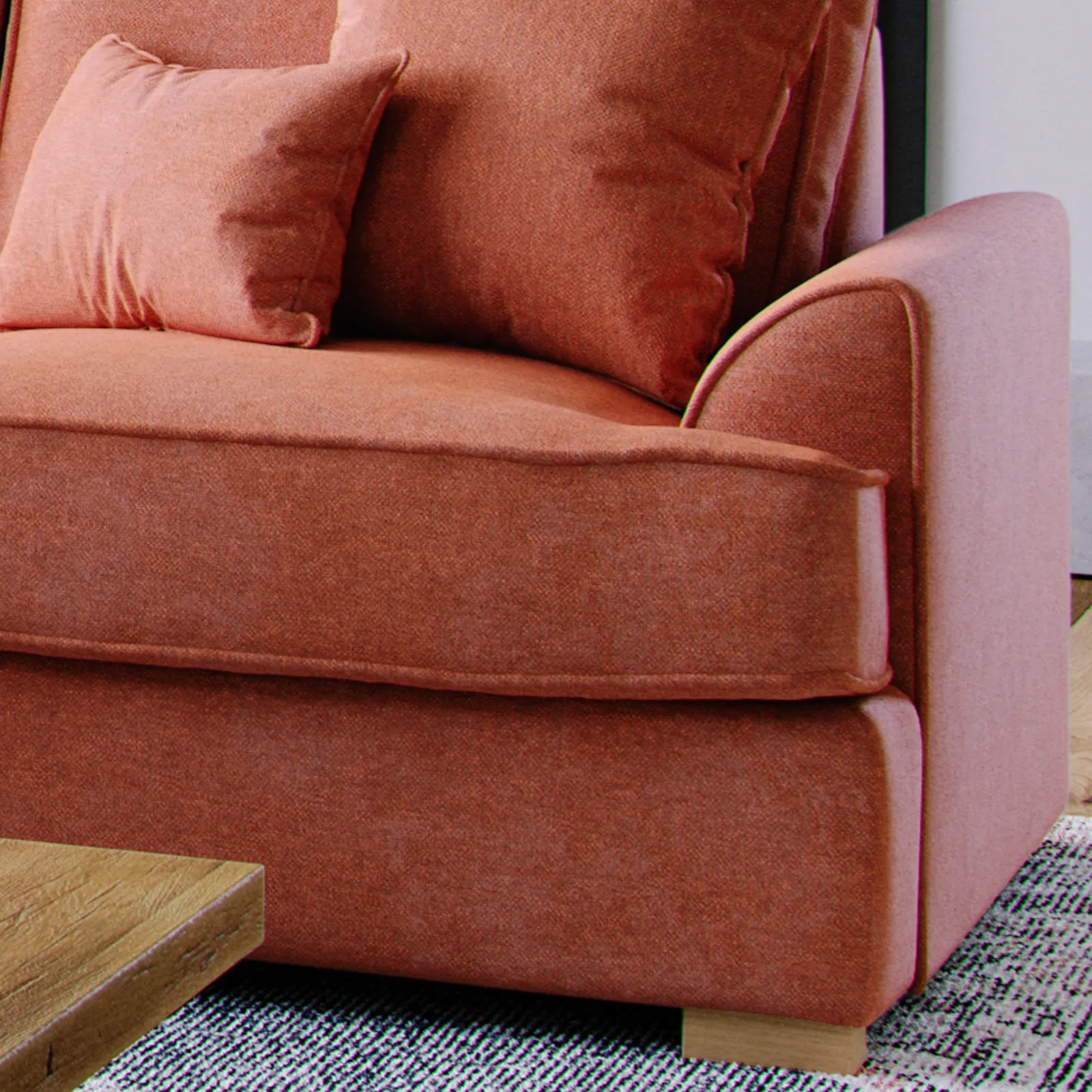The Great Sofa Company Ophelia Right Hand Facing Chenille Corner Sofa in Red 4