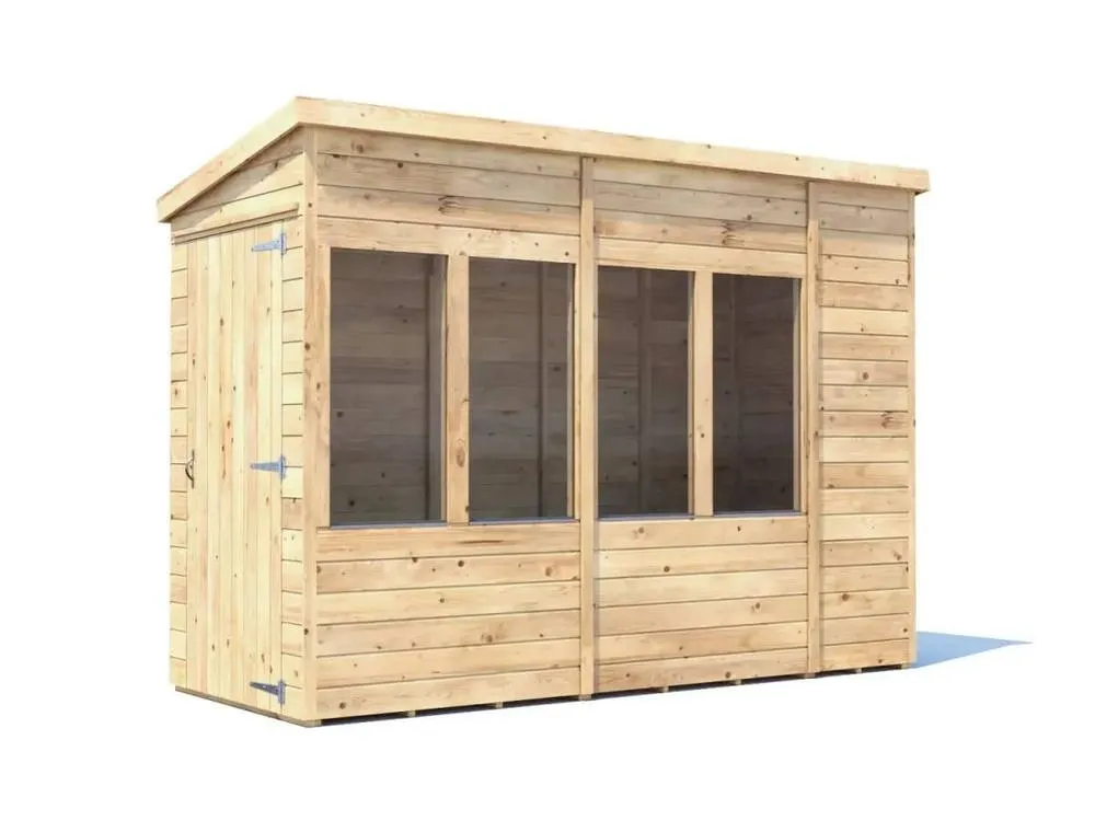 Dunster House Wooden Potting Shed Pent Roof W4' x D10' (W1.2 x D3.0m) Overlord Modular in Brown