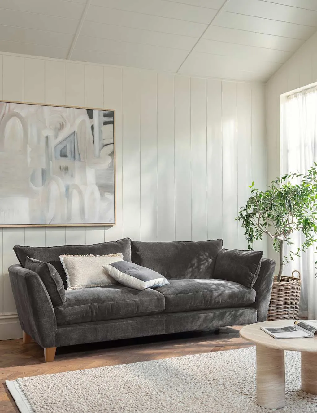 BARKER AND STONEHOUSE Irving Chenille Extra Large 3 Seater Sofa Grey