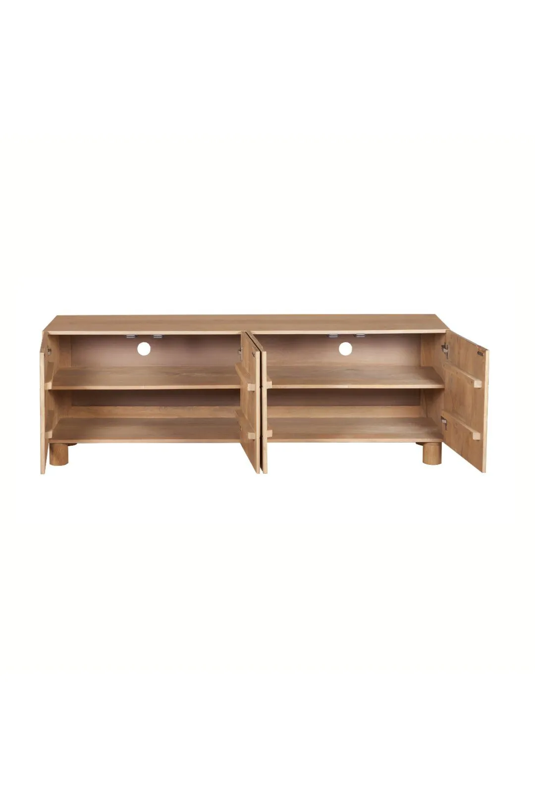IH Design Ajmer Solid Wood Large Low Board Tv Cabinet in Brown 4