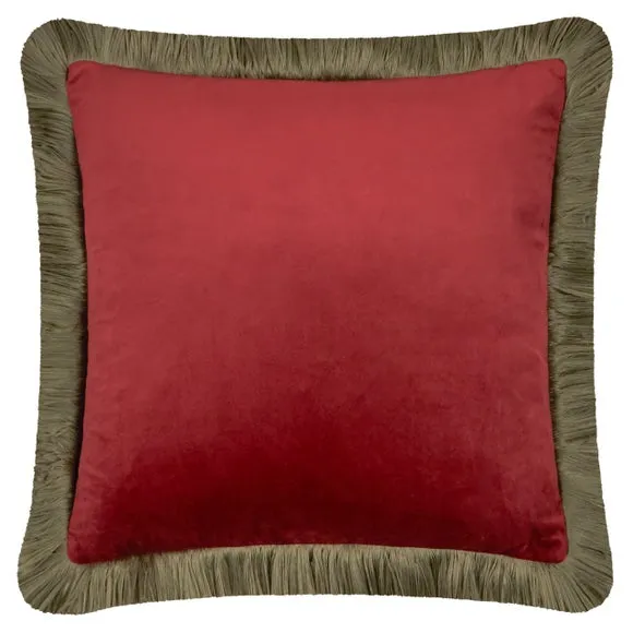 Furn. Halo Fringed Velvet Square Cushion 2