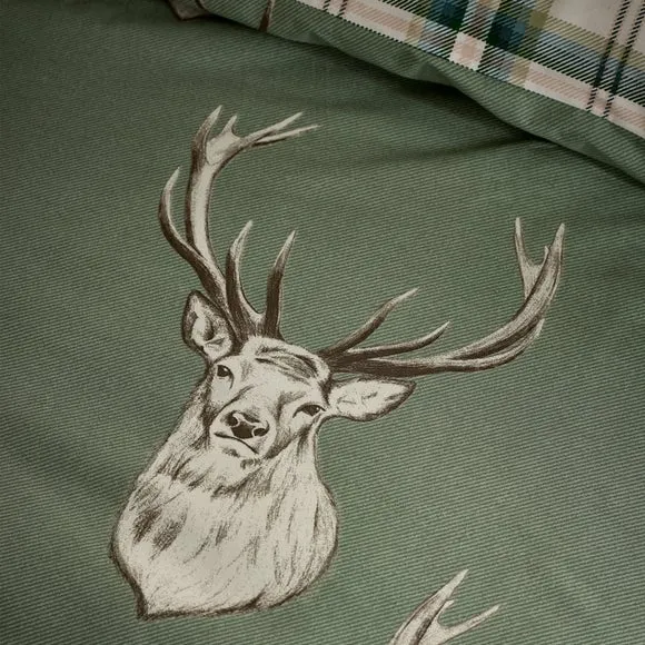 Catherine Lansfield Stag Check Polycotton Duvet Cover & Pillowcase Set 4
