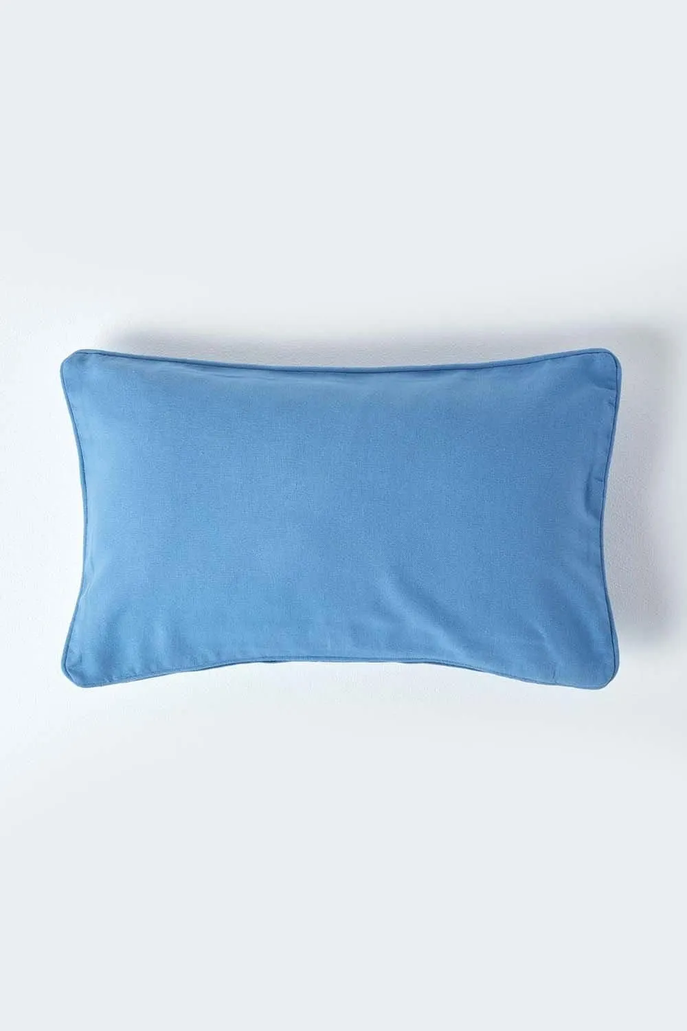 Homescapes Cotton Plain Cushion Cover in Bright Blue 1