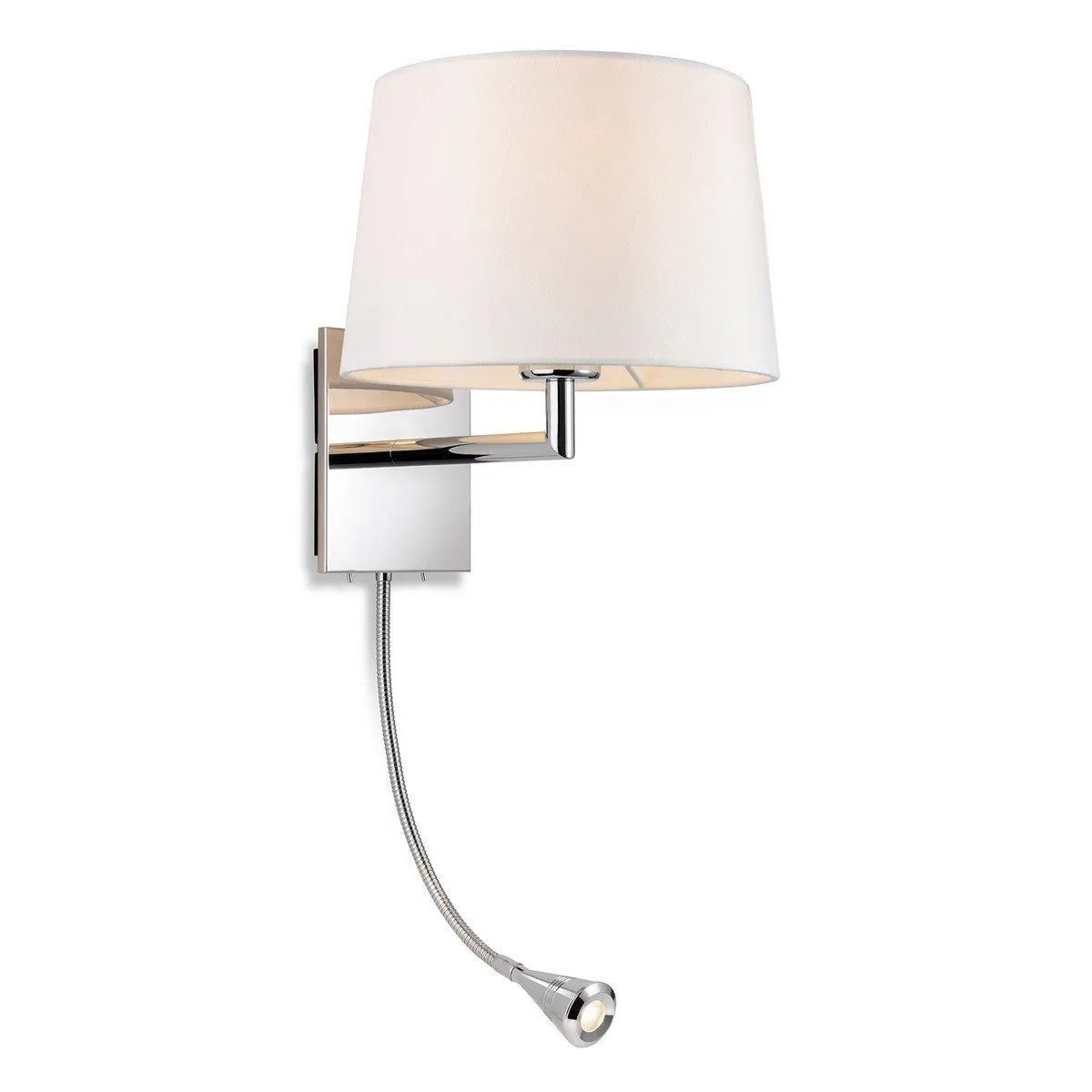 Netlighting Grand Wall Lamp with Adjustable Switched Reading Light Chrome with Cream Shade in Grey